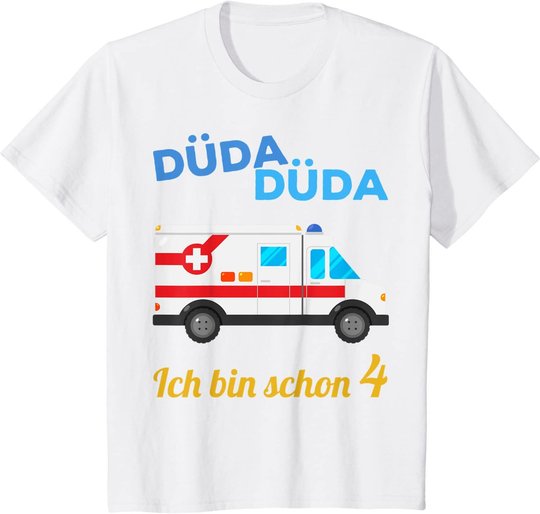 Kinder 4. Geburtstag 4-jähriger Junge 4 Jahre Krankenwagen Geschenk T-Shirt
