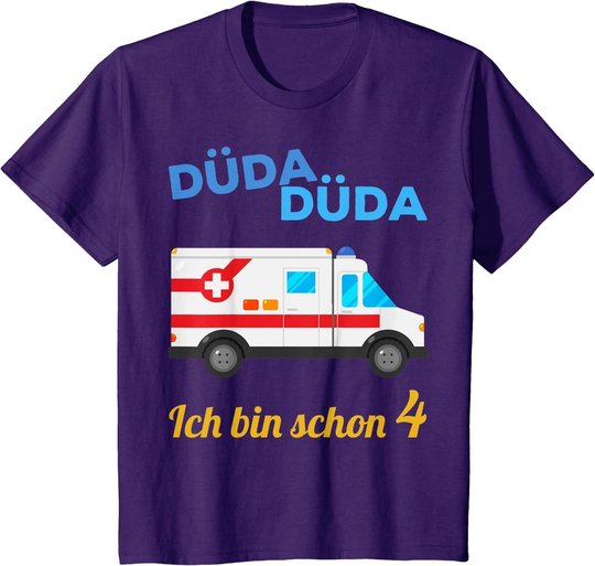 Kinder 4. Geburtstag 4-jähriger Junge 4 Jahre Krankenwagen Geschenk T-Shirt