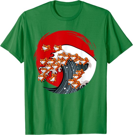 Kanagawa Große Welle Japanische Kunst Hundeliebhaber Akita T-Shirt