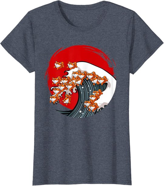 Kanagawa Große Welle Japanische Kunst Hundeliebhaber Akita T-Shirt