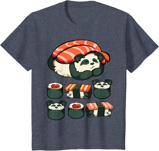 Panda Sushi Kawaii Süß Japanisches Gericht Tier Liebhaber T-Shirt