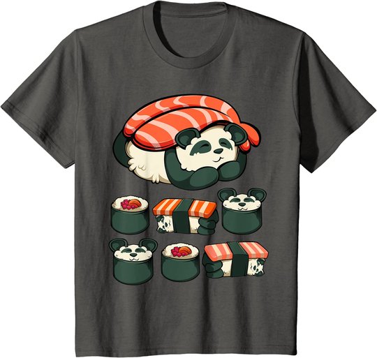 Panda Sushi Kawaii Süß Japanisches Gericht Tier Liebhaber T-Shirt