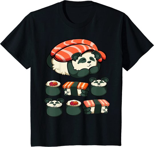 Panda Sushi Kawaii Süß Japanisches Gericht Tier Liebhaber T-Shirt