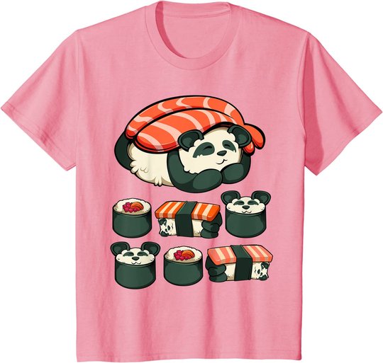 Panda Sushi Kawaii Süß Japanisches Gericht Tier Liebhaber T-Shirt