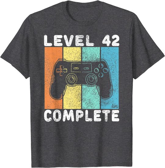 Herren 42. Geburtstag Männer Gamer Level 42 Complete 42 Jahre T-Shirt
