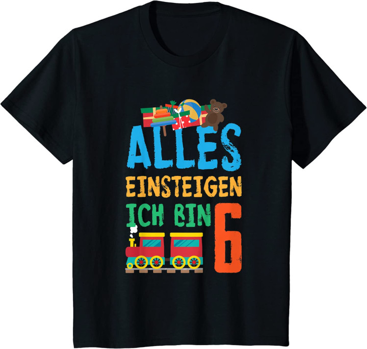 Kinder 6.Geburtstag Eisenbahn Lok 6 Jahre Kind Junge Zug Geschenk T-Shirt