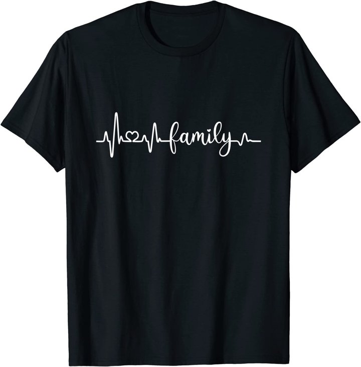 Familie Herzschlag Mama Papa Sohn Tochter I love my family T-Shirt