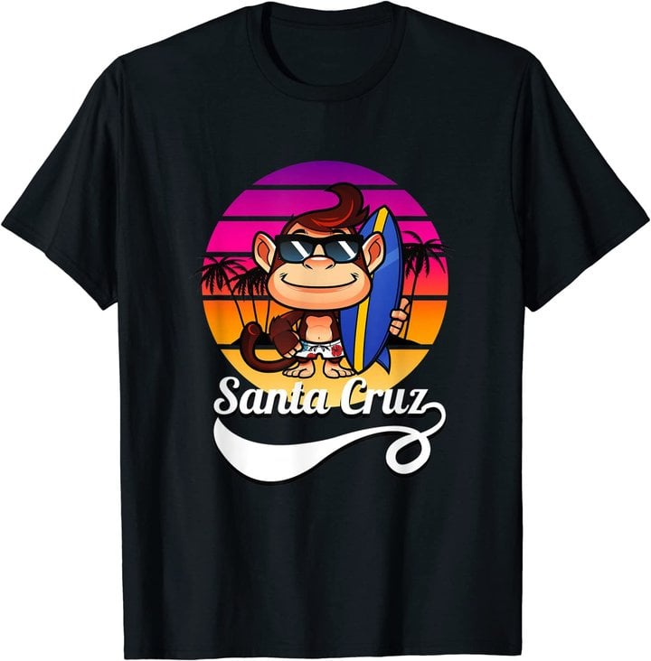 Surferaffe Santa Cruz California Retro Sun Fun T-Shirt