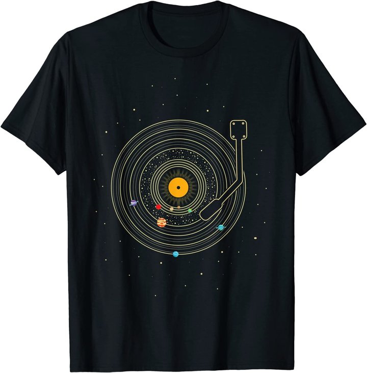 Sonnensystem als Schallplatte, DJ Geschenk, Vinyl T-Shirt