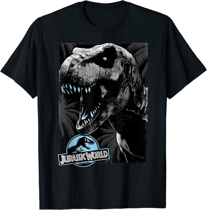 Jurassic World Black and White T-Rex Head T-Shirt