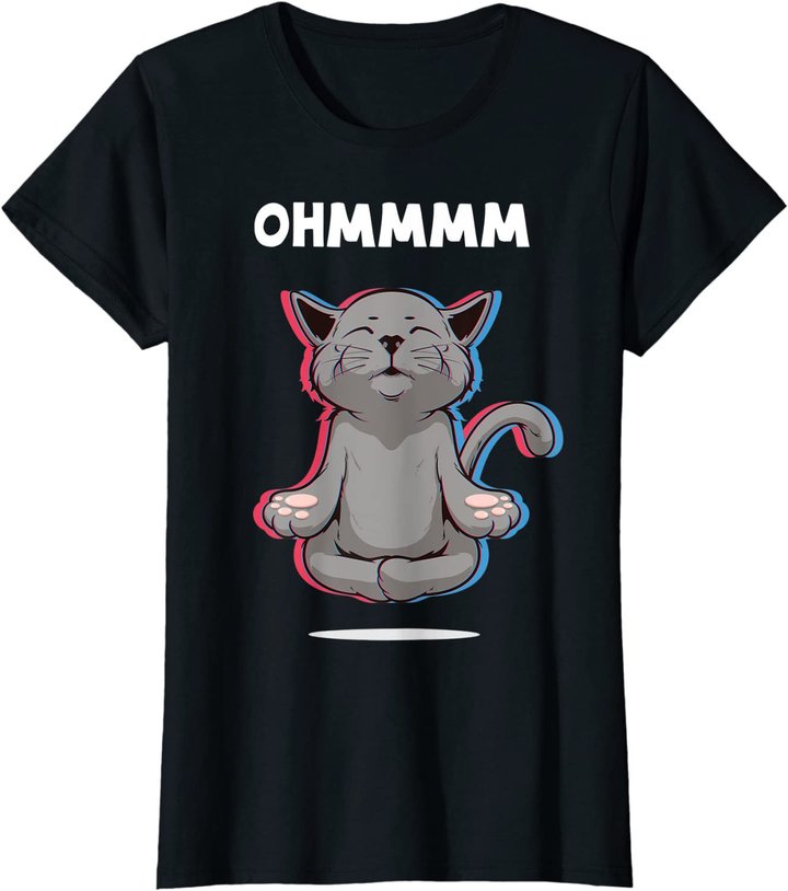 Damen Ohmmm Yoga Katzen Meditation Entspannung Om Namaste Geschenk T-Shirt