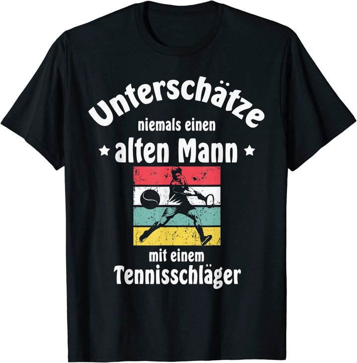 Herren Herren Tennis Tennisschläger Tennisball Pensionär Rentner T-Shirt