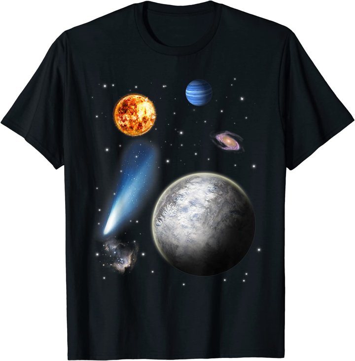 Weltraum Motiv Universum Sterne Sonnensystem Planeten Sonne T-Shirt