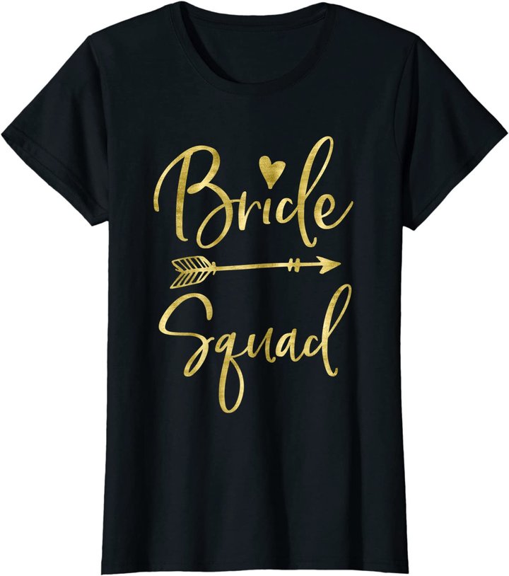 Damen Arrow And Heart Dark Yellow Bride Squad T-Shirt