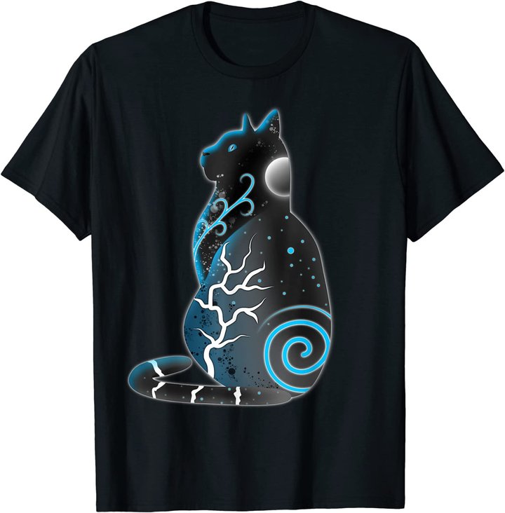 Katze Fantasy Nacht Mond T-Shirt