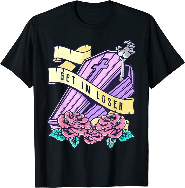 Get In Loser Coffin Pastel Goth Kawaii Halloween Aesthetic T-Shirt
