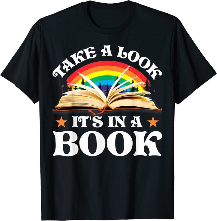 Reading Vintage Retro Rainbow - Take A Look It's In A Book T-Shirt