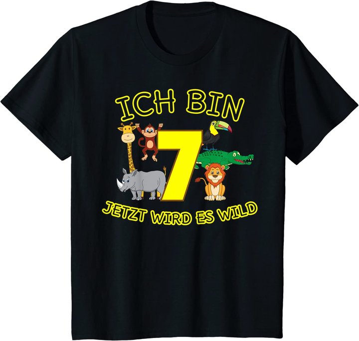 Kinder Zoo 7.Geburtstag Kind 7 Jahre Junge Mädchen Tiere Geschenk T-Shirt