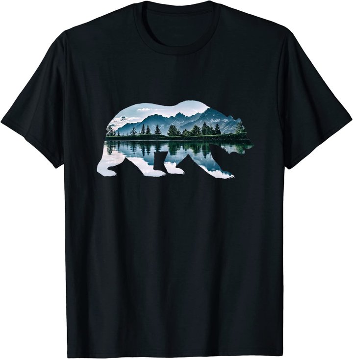 Bär Grizzly Braunbär Tiermotiv Wildnis Wald Winter Geschenk T-Shirt