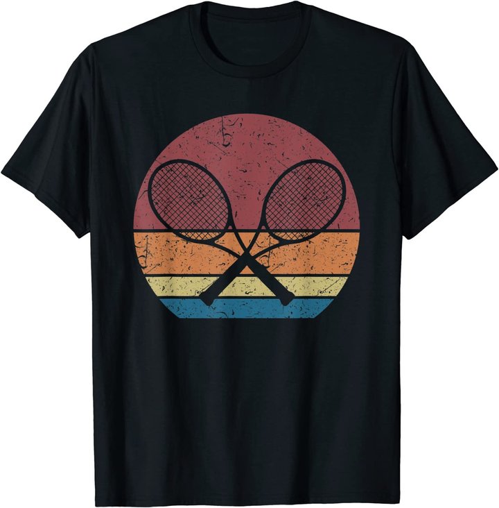 Tennisspieler Tennisschläger Retro Grafik T-Shirt