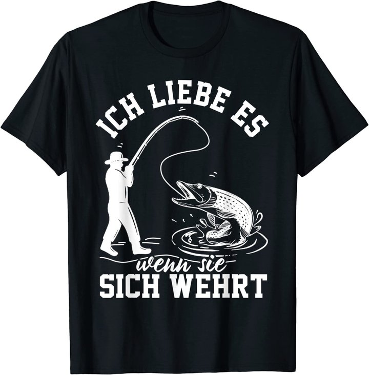 Herren Raubfisch angeln Hecht Lustiger Angler Spruch T-Shirt
