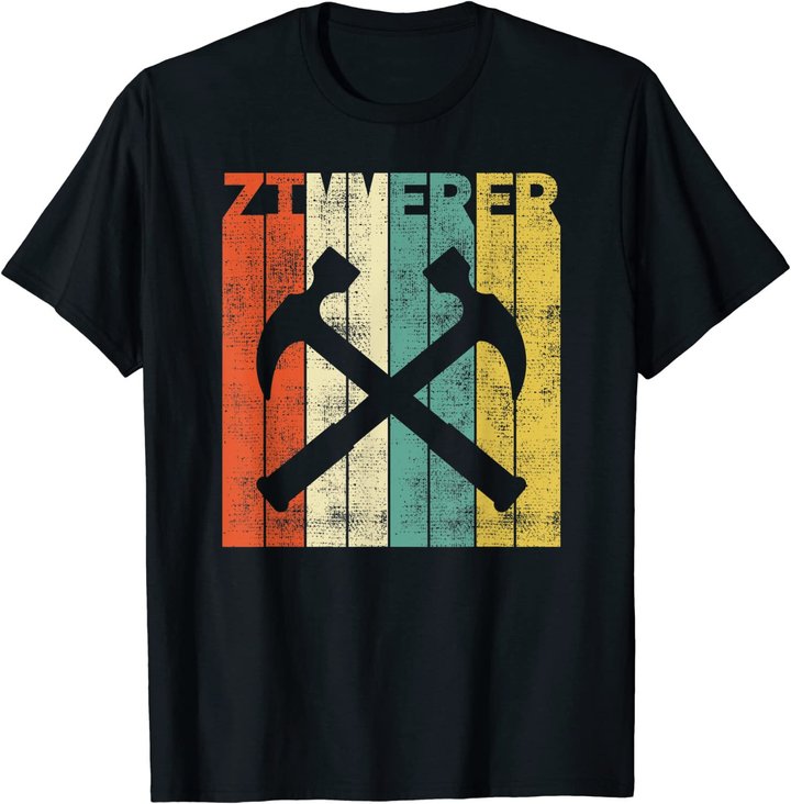 Herren Retro Zimmerer Dach Handwerker Zimmermann Geschenke T-Shirt
