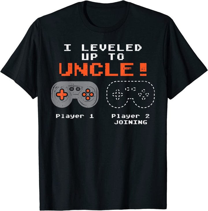 Herren Leveled Up To Uncle Gaming Gamer Pregnancy Announcement Gift T-Shirt