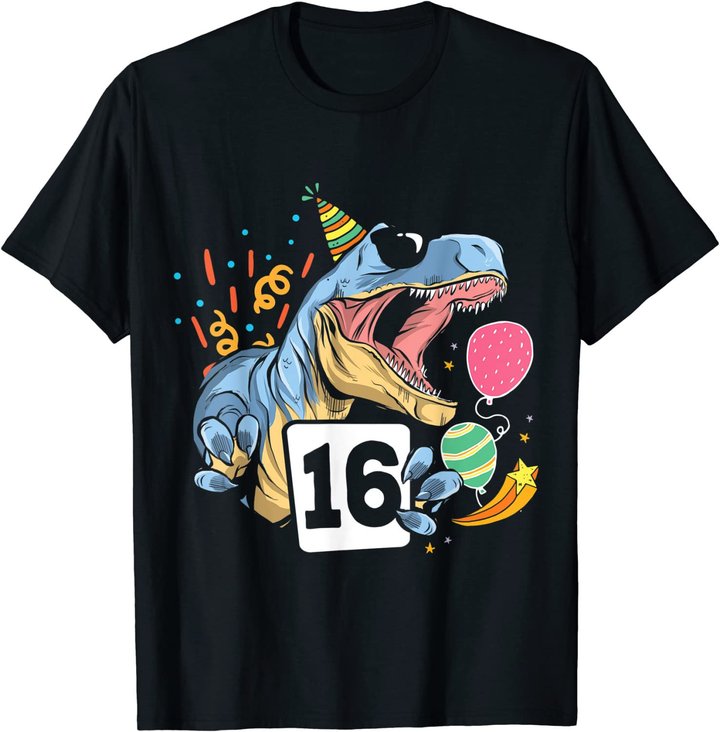 Dinosaurier 16. Geburtstag Jungen Mädchen 16 Jahre Dino T-Shirt