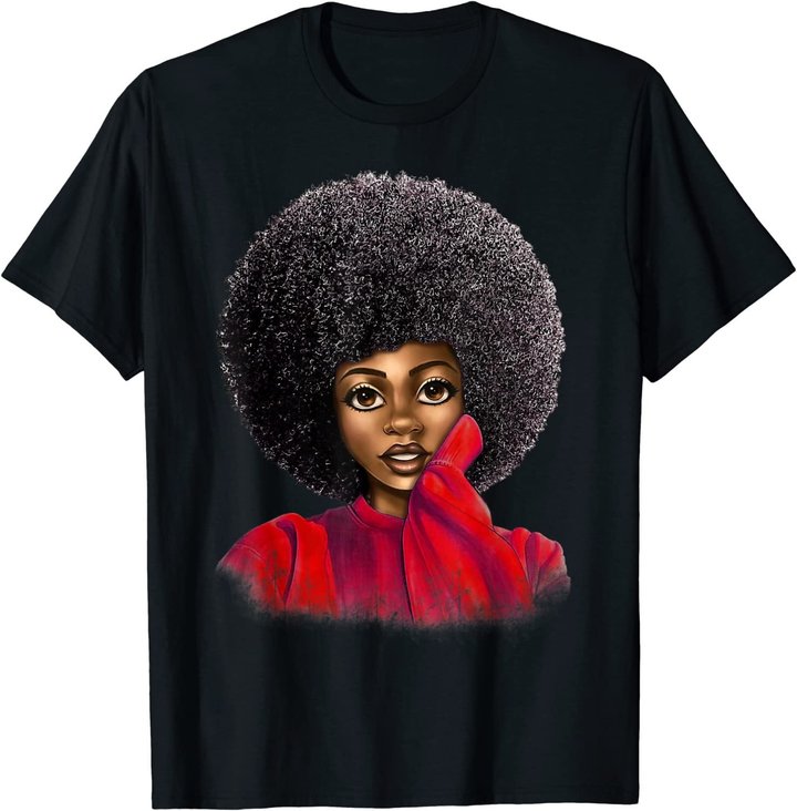 Black History Month Afro Word Art Natural Hair Sexy Melanin T-Shirt