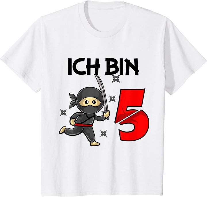 Kinder 5. Geburtstag Junge Mädchen Ninja Samurai 5 Jahre Geschenk T-Shirt