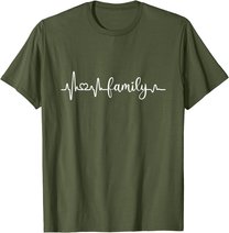 Familie Herzschlag Mama Papa Sohn Tochter I love my family T-Shirt