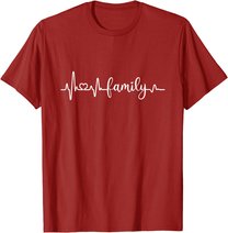 Familie Herzschlag Mama Papa Sohn Tochter I love my family T-Shirt