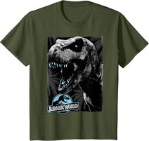 Jurassic World Black and White T-Rex Head T-Shirt