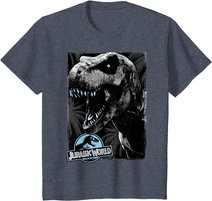 Jurassic World Black and White T-Rex Head T-Shirt