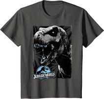 Jurassic World Black and White T-Rex Head T-Shirt