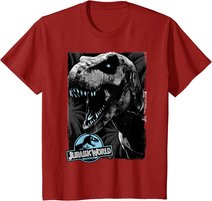 Jurassic World Black and White T-Rex Head T-Shirt