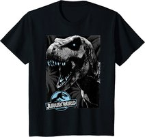 Jurassic World Black and White T-Rex Head T-Shirt