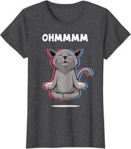 Damen Ohmmm Yoga Katzen Meditation Entspannung Om Namaste Geschenk T-Shirt