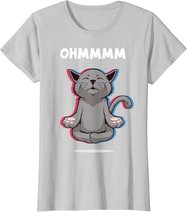 Damen Ohmmm Yoga Katzen Meditation Entspannung Om Namaste Geschenk T-Shirt