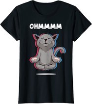 Damen Ohmmm Yoga Katzen Meditation Entspannung Om Namaste Geschenk T-Shirt