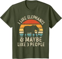 I Like Elephants And Maybe Like 3 People Elephant Retro T-Shirt