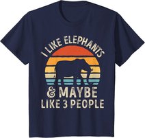 I Like Elephants And Maybe Like 3 People Elephant Retro T-Shirt