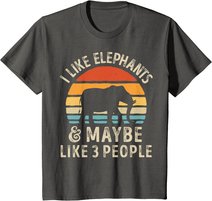 I Like Elephants And Maybe Like 3 People Elephant Retro T-Shirt
