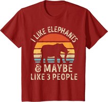 I Like Elephants And Maybe Like 3 People Elephant Retro T-Shirt