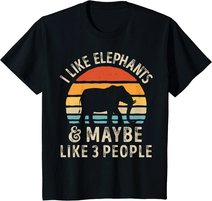 I Like Elephants And Maybe Like 3 People Elephant Retro T-Shirt