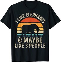 I Like Elephants And Maybe Like 3 People Elephant Retro T-Shirt
