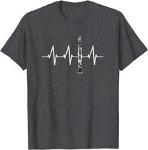 Klarinette Herzschlag Heartbeat Klarinettist Geschenk T-Shirt