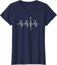 Klarinette Herzschlag Heartbeat Klarinettist Geschenk T-Shirt