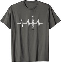 Klarinette Herzschlag Heartbeat Klarinettist Geschenk T-Shirt