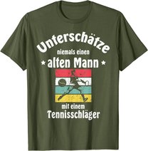 Herren Herren Tennis Tennisschläger Tennisball Pensionär Rentner T-Shirt